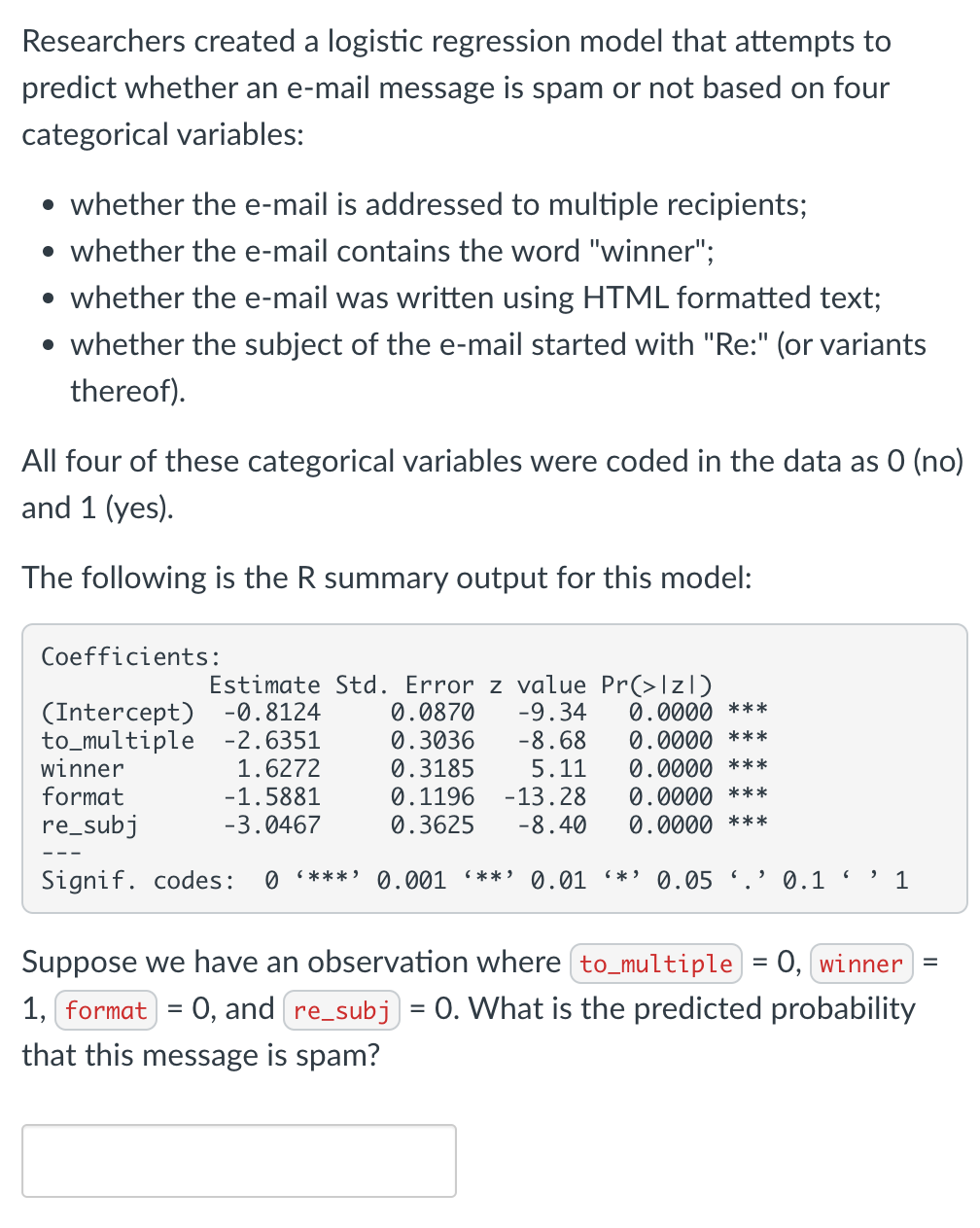 Solved Researchers Created A Logistic Regression Model That | Chegg.com