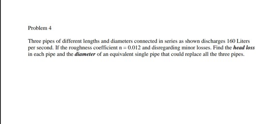 Solved Problem 4 Three pipes of different lengths and | Chegg.com