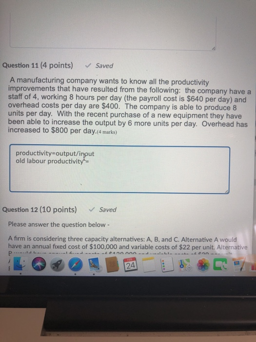 Solved Question 11 (4 points) Saved A manufacturing company | Chegg.com