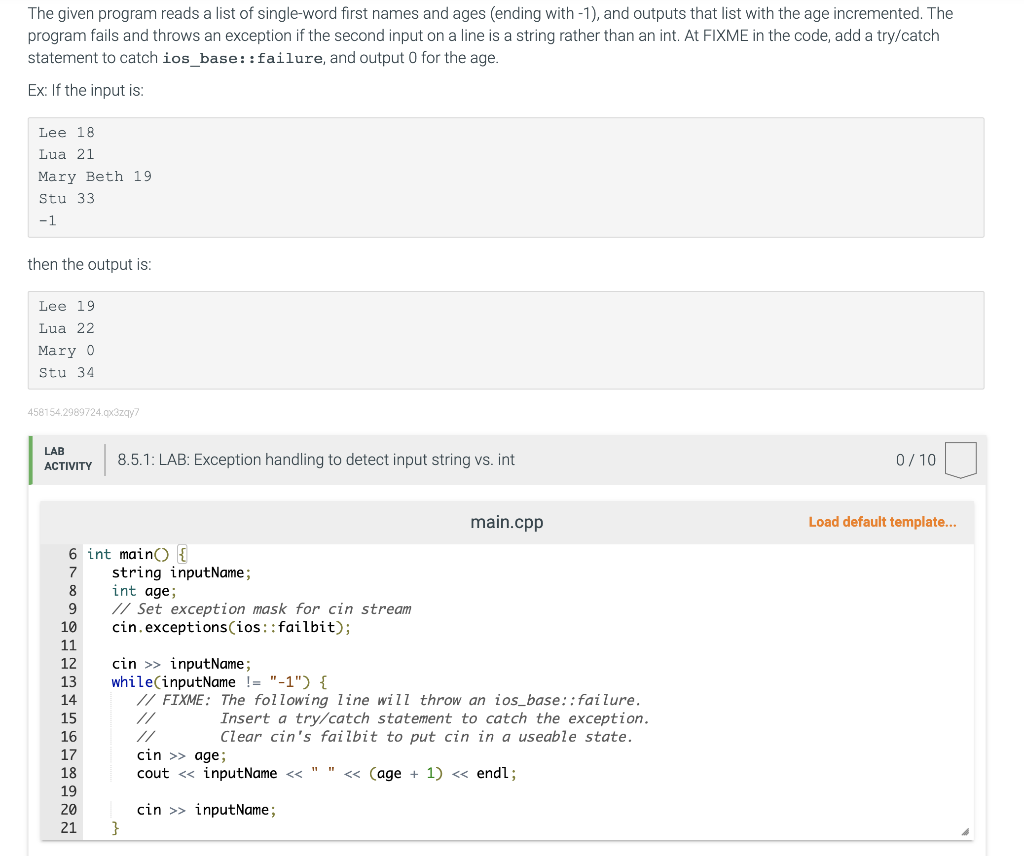 Solved The given program reads a list of single-word first | Chegg.com