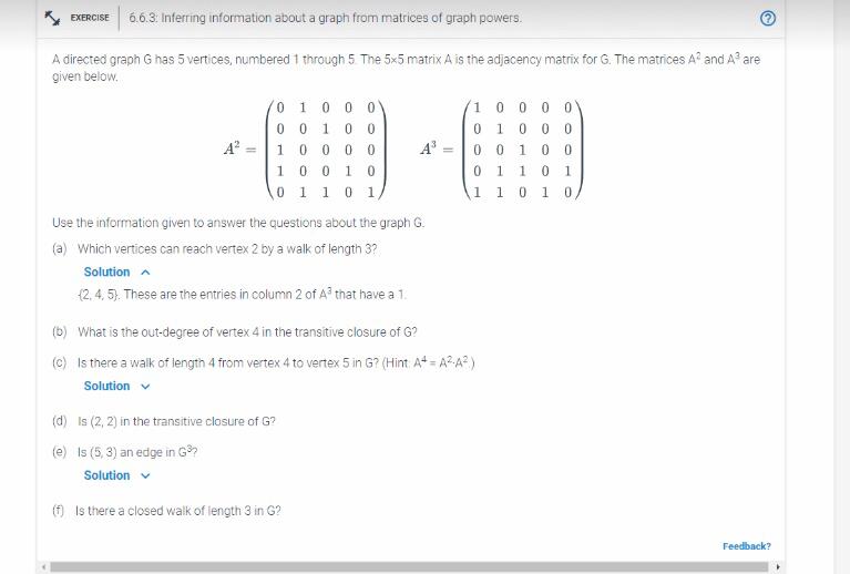 Solved EXERCISE 6.6.3: Inferring information about a graph | Chegg.com