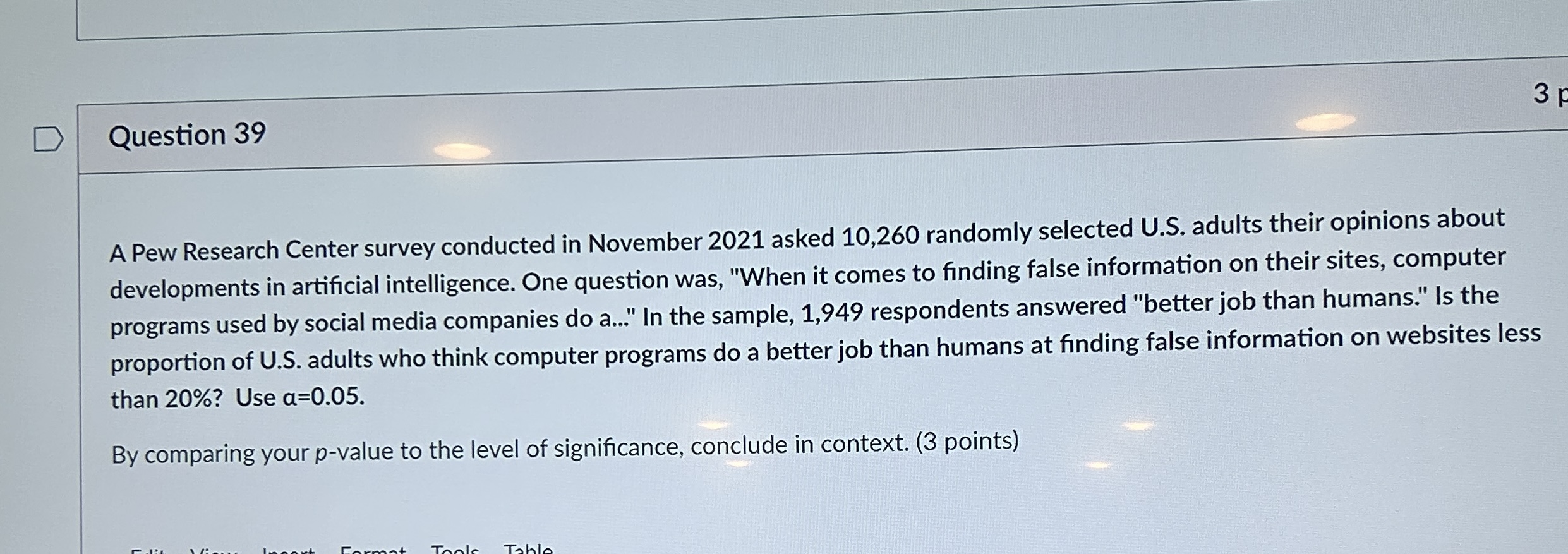 Solved A Pew Research Center Survey Conducted In November | Chegg.com