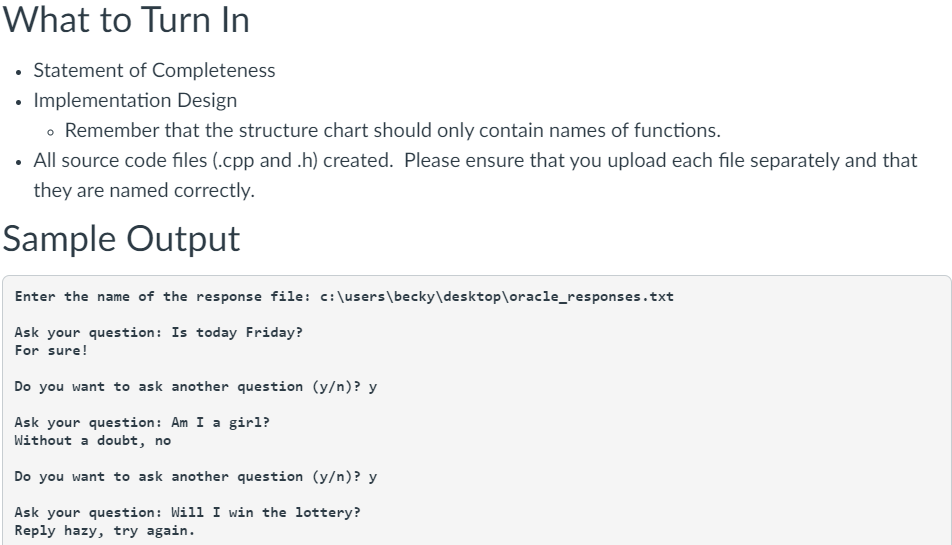 Solved Write a program that simulates the Oracle of Delphi | Chegg.com