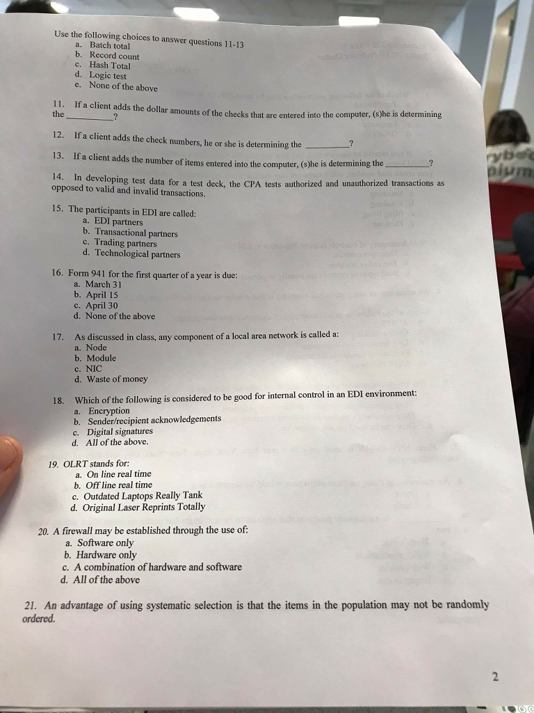 Solved Use the following choices to answer questions 11-13 | Chegg.com