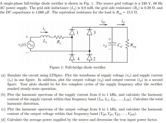 A single-phase full-bridge diode rectifier is shown | Chegg.com