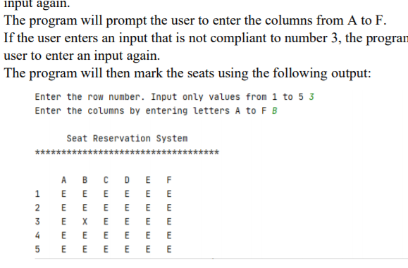 Please help in Java programming The program is a seat | Chegg.com