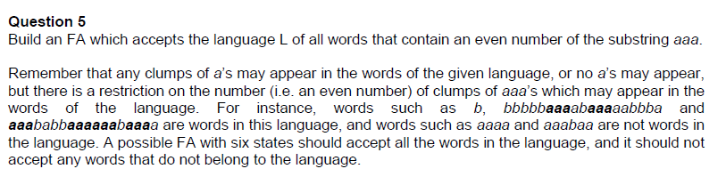 Solved Question 5 Build an FA which accepts the language L | Chegg.com