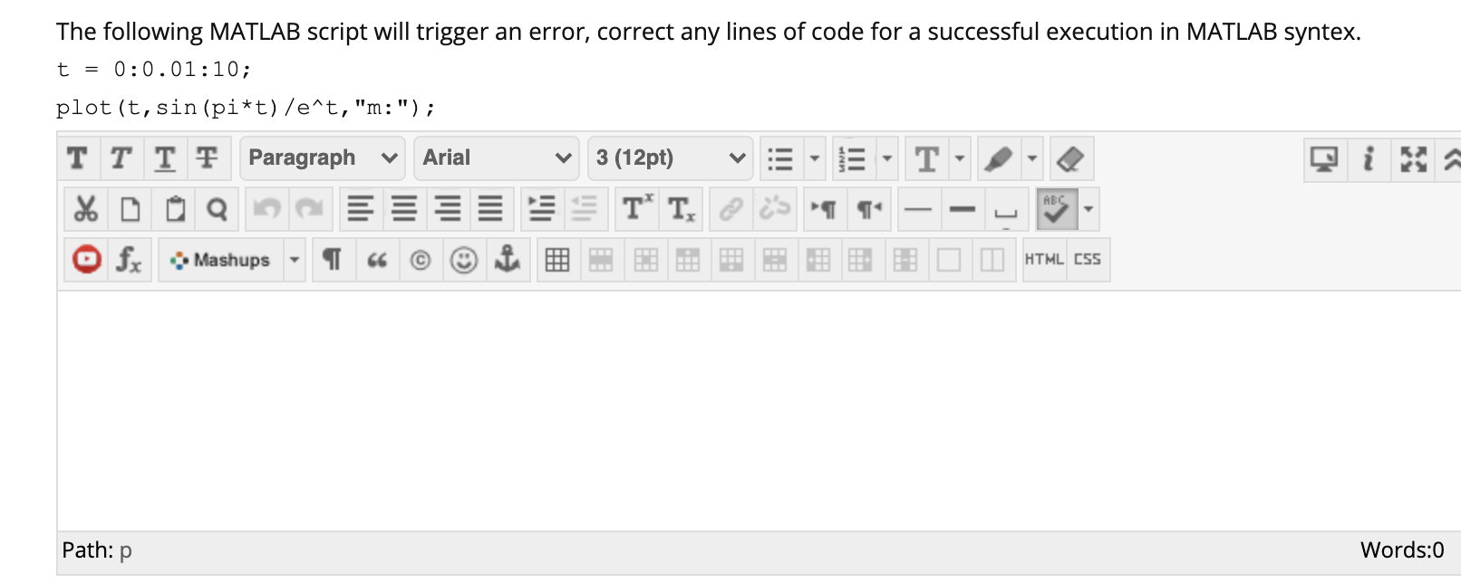 Solved The following MATLAB script will trigger an error, | Chegg.com