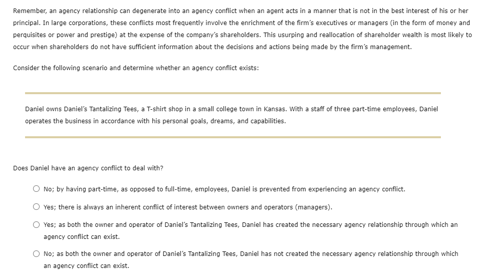 Solved Remember, an agency relationship can degenerate into