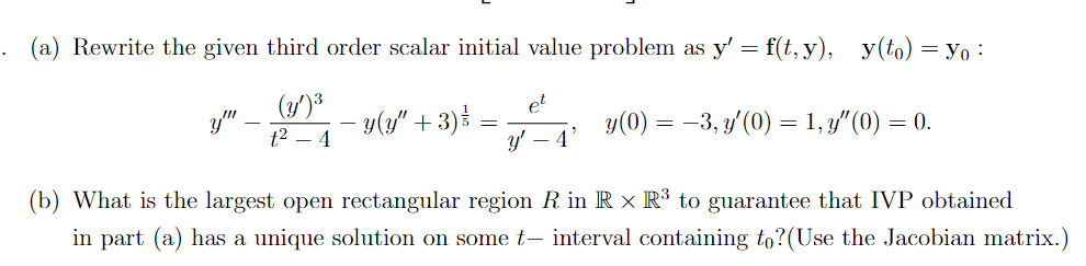 Solved (a) Rewrite the given third order scalar initial | Chegg.com