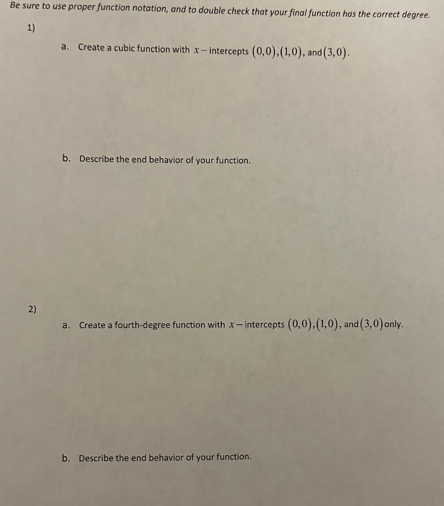 algebra 2 assignment describe the end behavior of each function