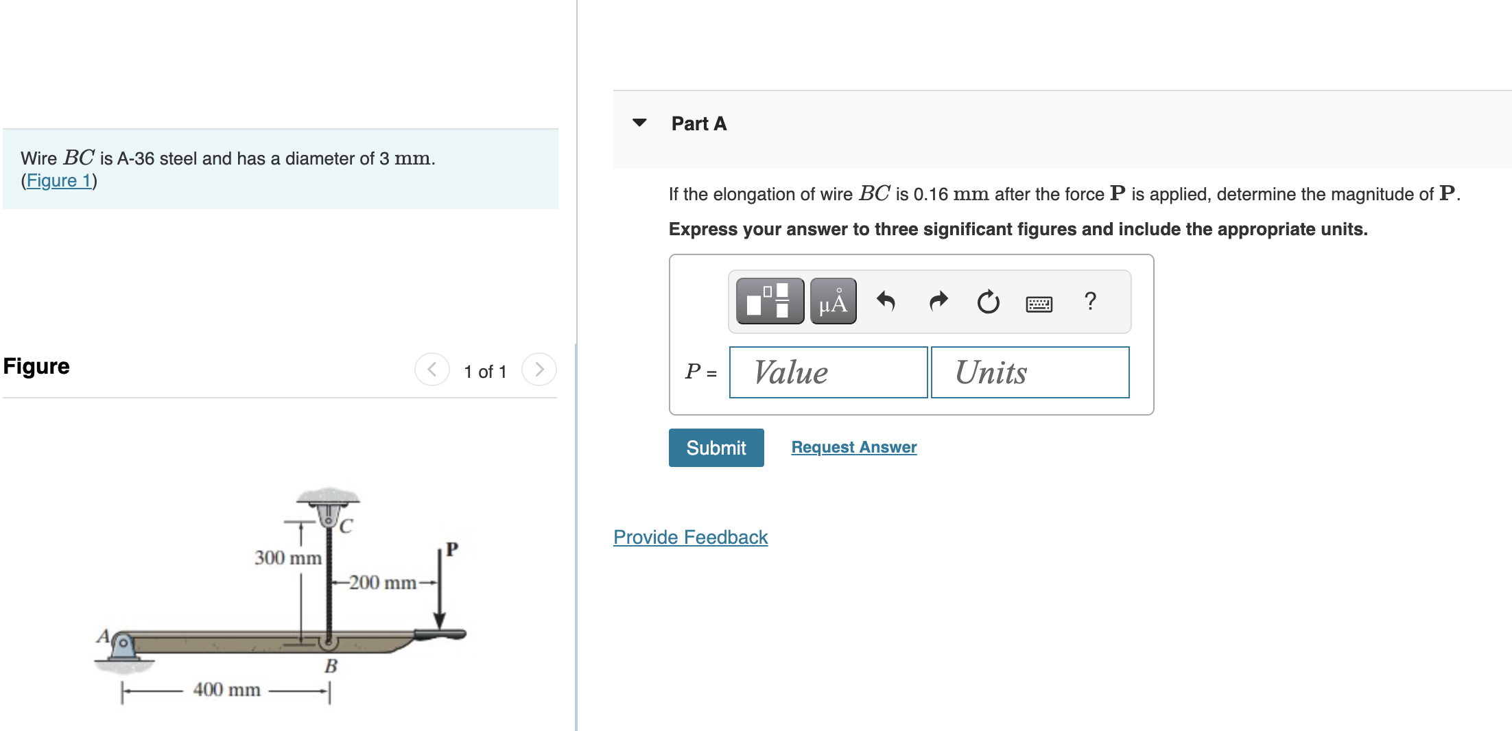 Solved Wire BC Is A−36 Steel And Has A Diameter Of 3 Mm. | Chegg.com