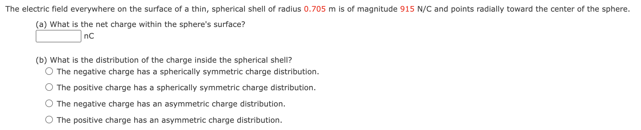 Solved The electric field everywhere on the surface of a | Chegg.com
