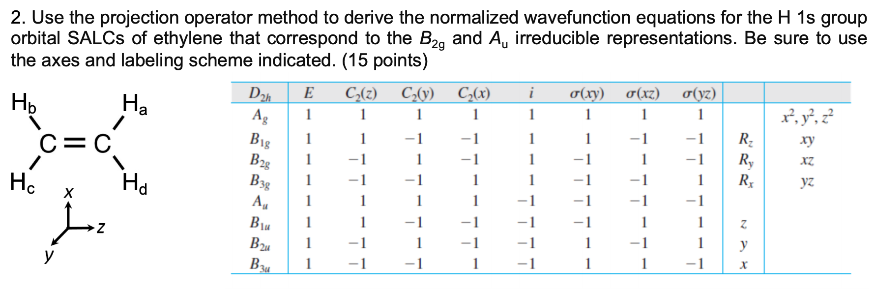 2. Use the projection operator method to derive the