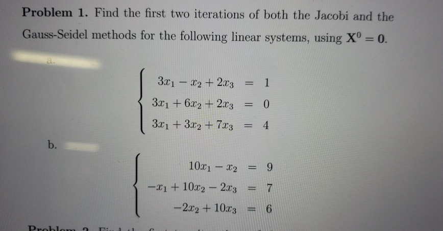 Solved Problem 1. Find the first two iterations of both the | Chegg.com