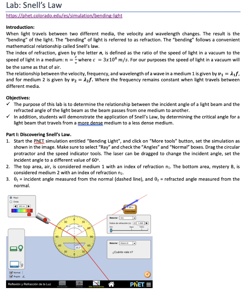 Phet Simulation Bending Light Worksheet Answers