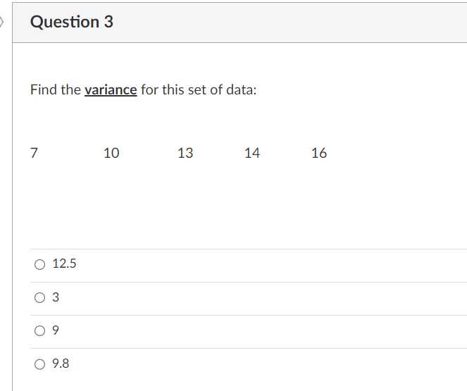 Solved Question 3find The Variance For This Set Of Chegg Solved Question 3find The Variance For This Set Of Chegg