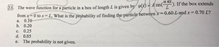 Solved 3 The wave function for a partile in a box of length | Chegg.com