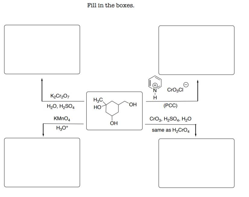 Solved Fill in the boxes. CrO3CI K2Cr207 N H Н.С. HO H2O, | Chegg.com
