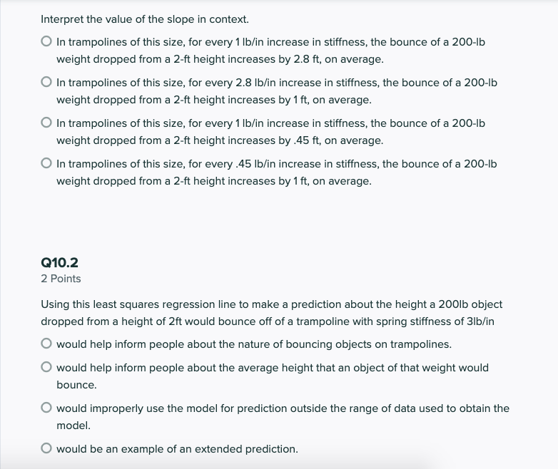 Solved Q10 4 Points How does the bounce of a trampoline Chegg