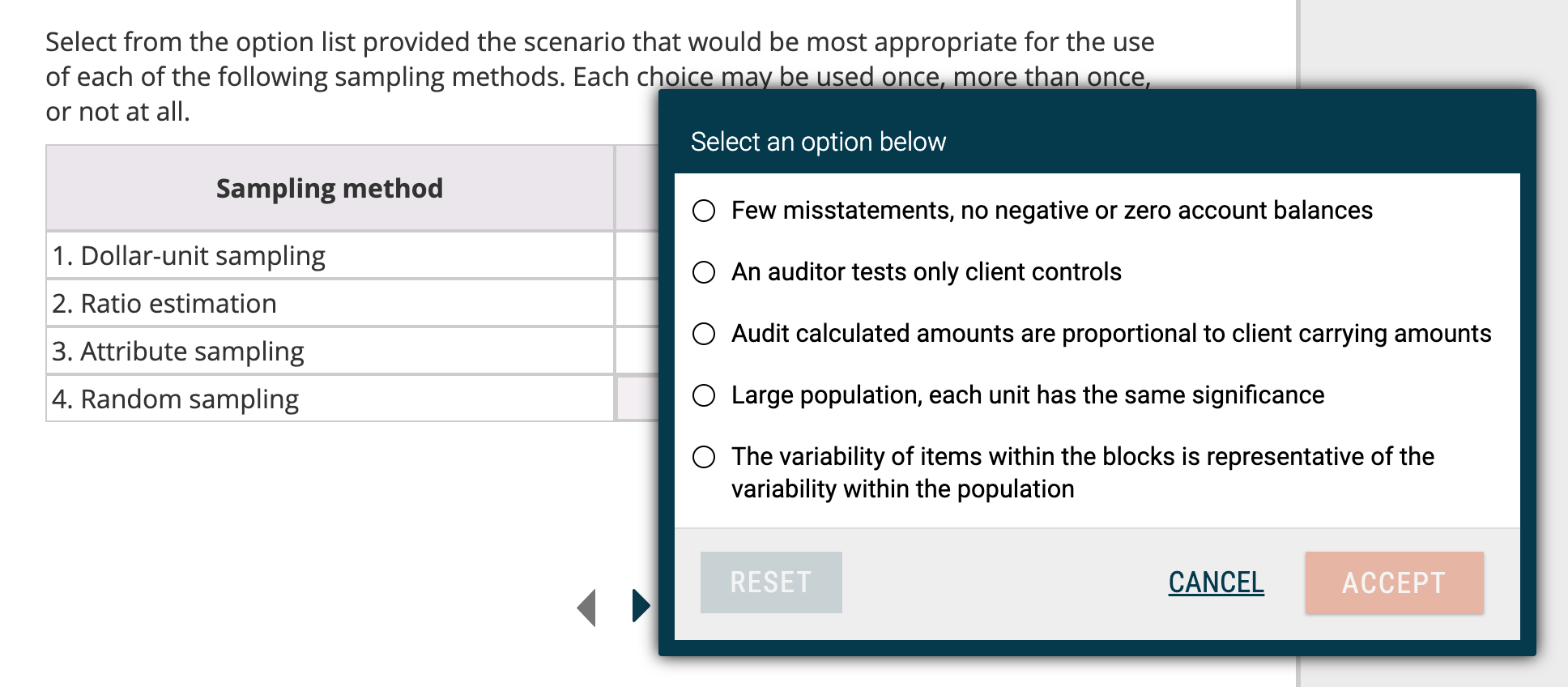 Solved Select from the option list provided the scenario | Chegg.com