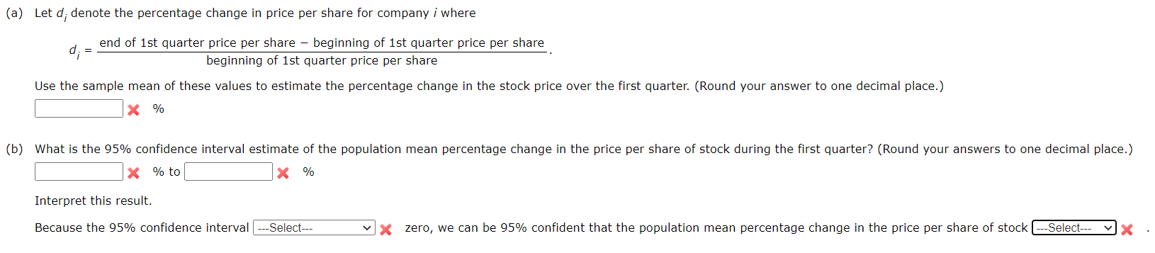 Solved Suppose the price per share of stock for a sample of | Chegg.com