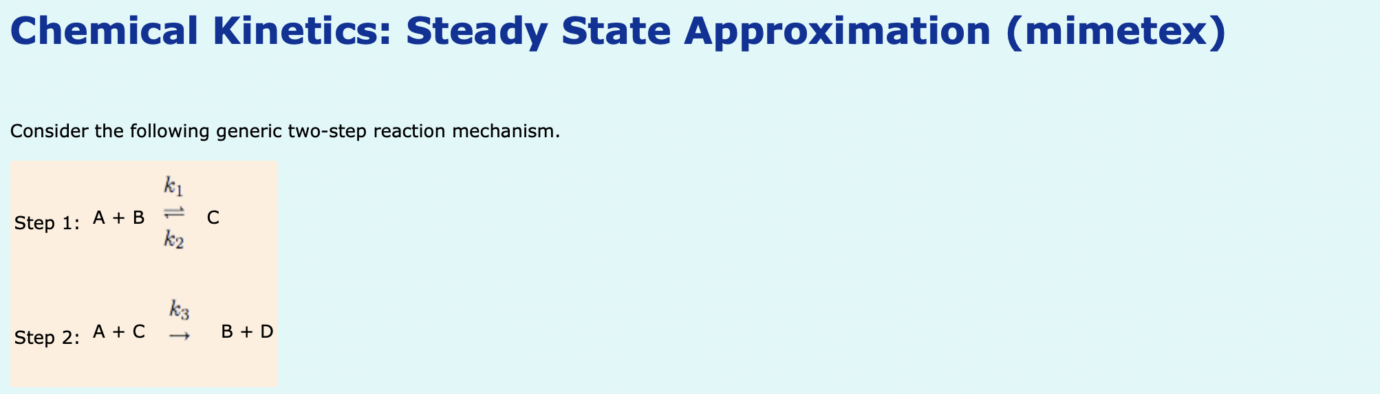 Solved Chemical Steady State Approximation
