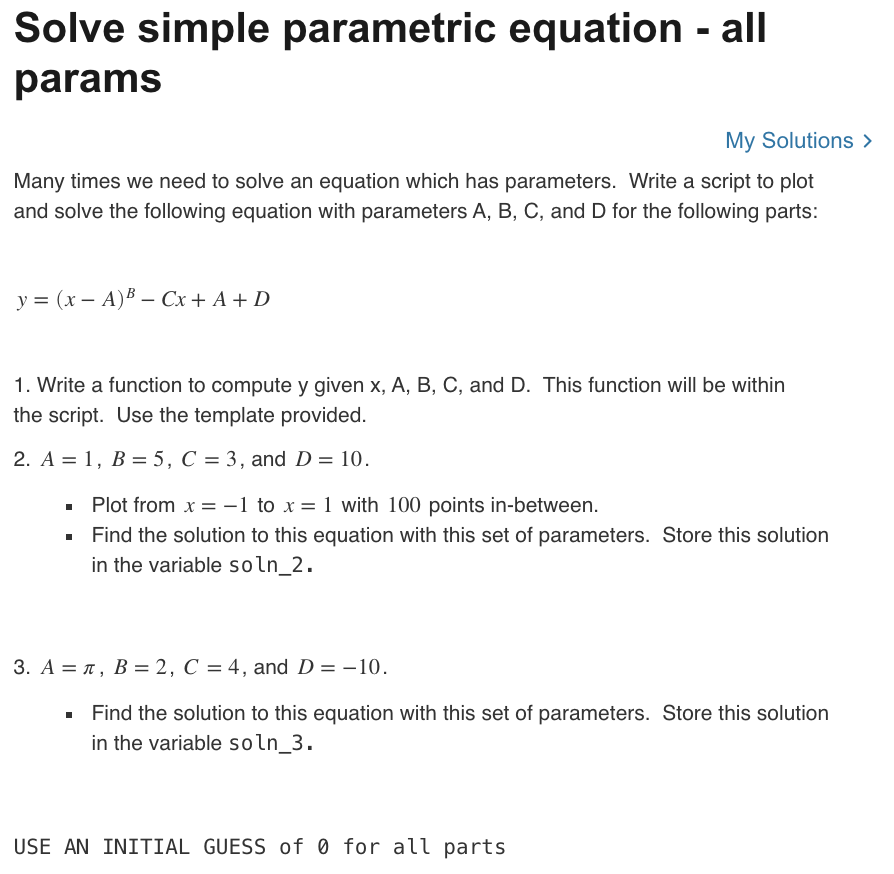 Solved Solve simple parametric equation - all params My | Chegg.com