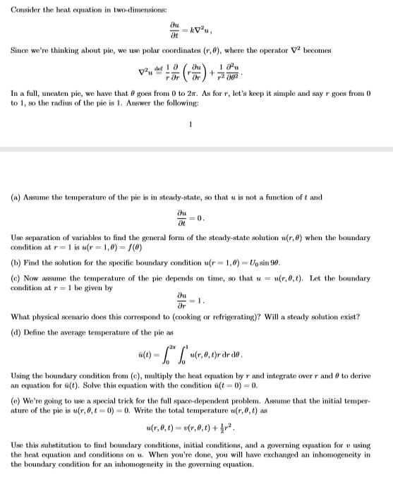 Consider the heat equation in two-dimensions: are = | Chegg.com