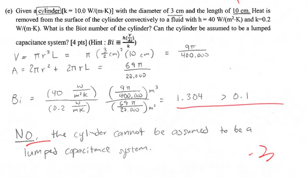 Ht (e) Given A Cylinder) (k = 10.0 W (m·k)] With The 