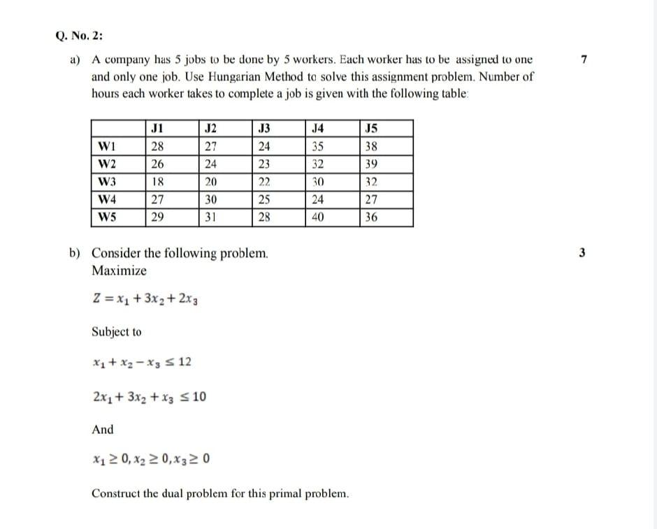 Solved Q. No. 2: 7 A) A Company Has 5 Jobs To Be Done By 5 | Chegg.com