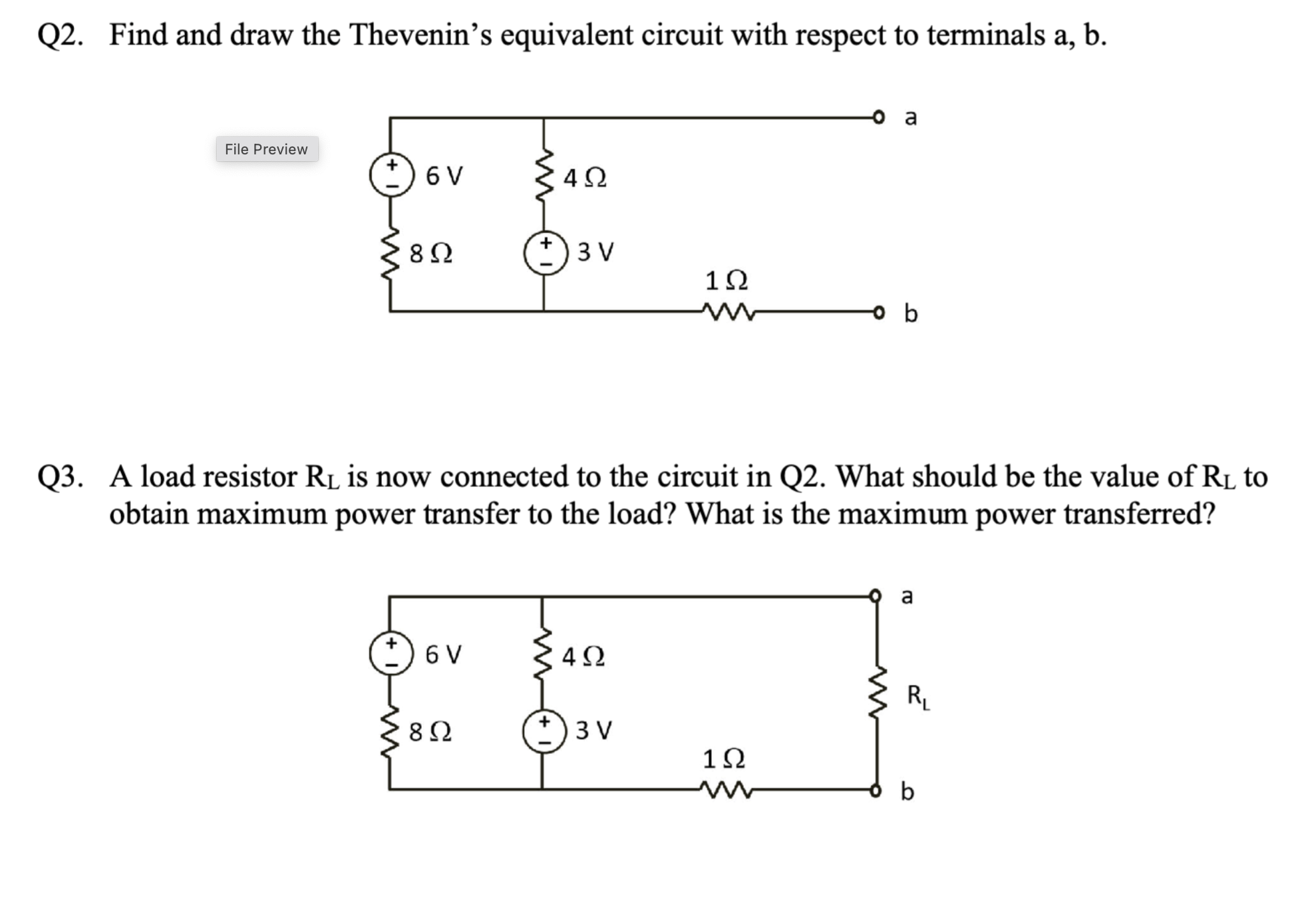 Solved Q2. ﻿Find and draw the Thevenin's equivalent circuit | Chegg.com