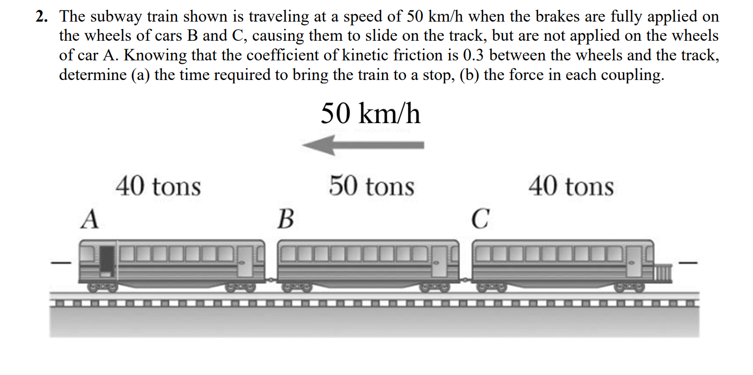 Solved 2. The Subway Train Shown Is Traveling At A Speed Of | Chegg.com