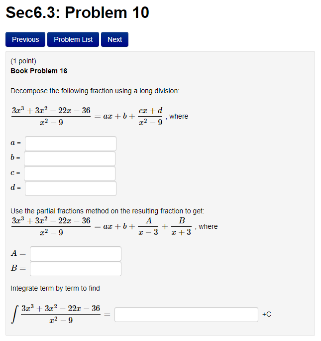 Solved Sec6.3: Problem 10 Previous Problem List Next (1 | Chegg.com