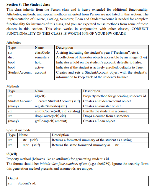 Solved Section 8: The Student class This class inherits from | Chegg.com