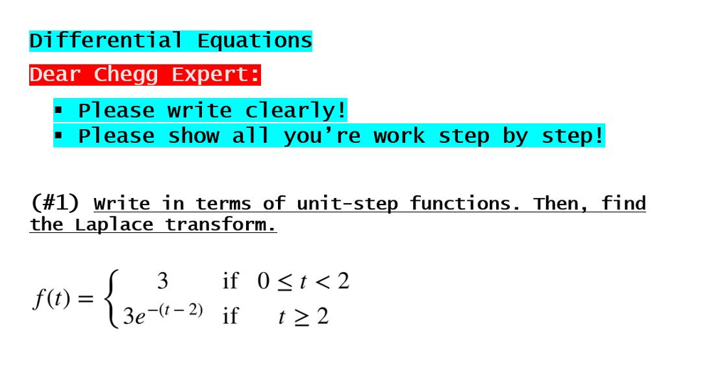Solved Differential Equations Dear Chegg Expert. Please | Chegg.com