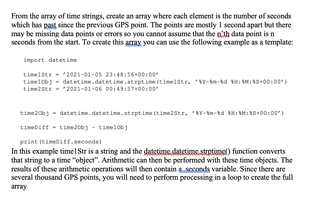 Solved From the array of time strings, create an array where | Chegg.com