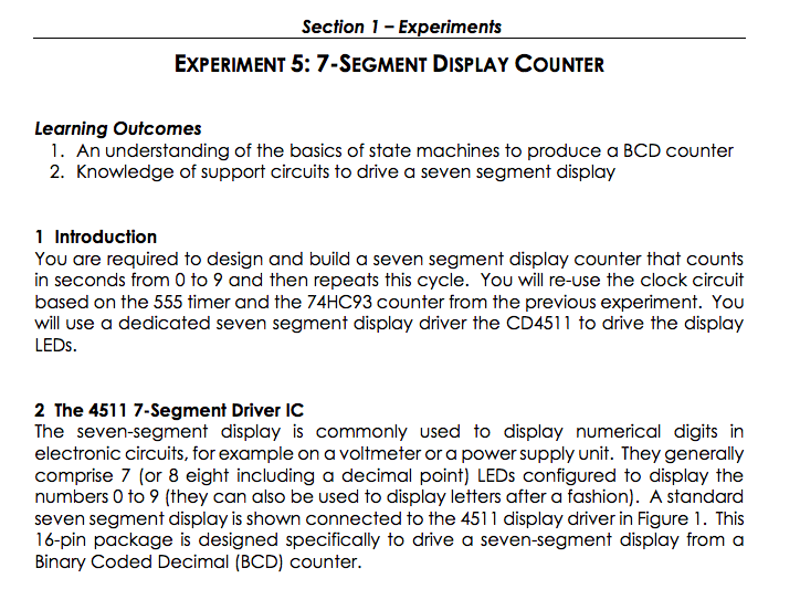 Section 1 - Experiments EXPERIMENT 5: 7-SEGMENT | Chegg.com