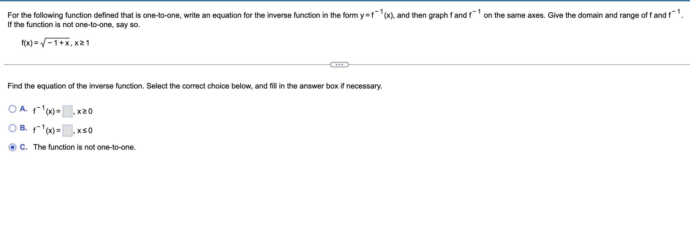 solved-if-the-function-is-not-one-to-one-say-so-chegg