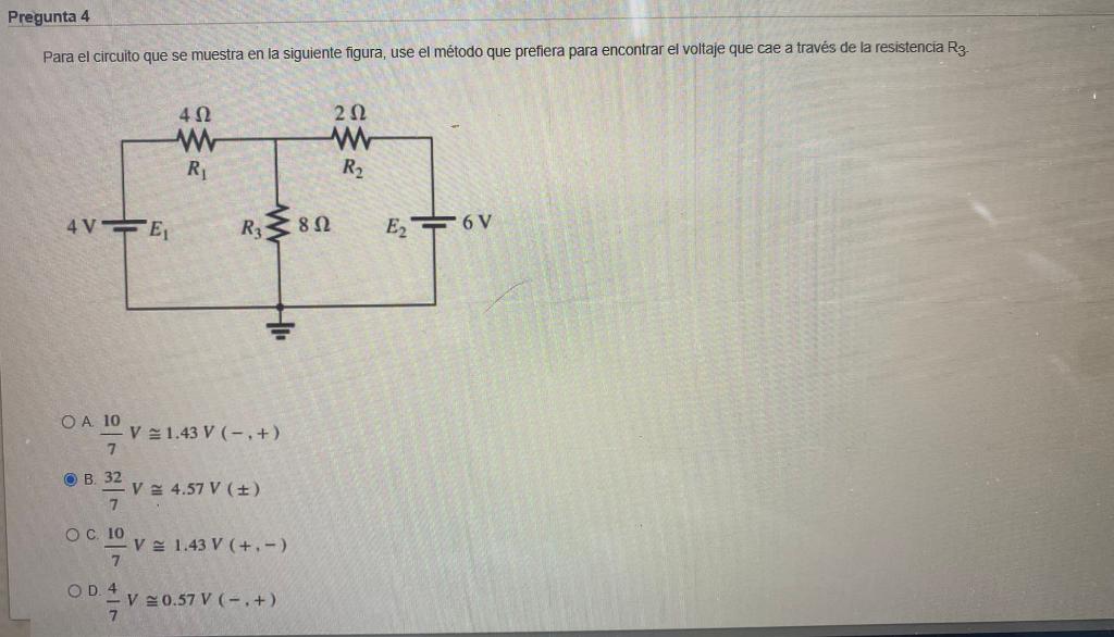 Solved Pregunta 4 Para El Circuito Que Se Muestra En La | Chegg.com