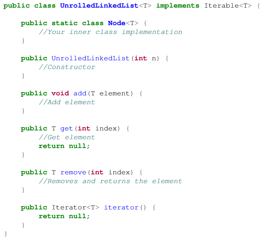 Solved Question 3: Unrolled Linked List We are going create | Chegg.com