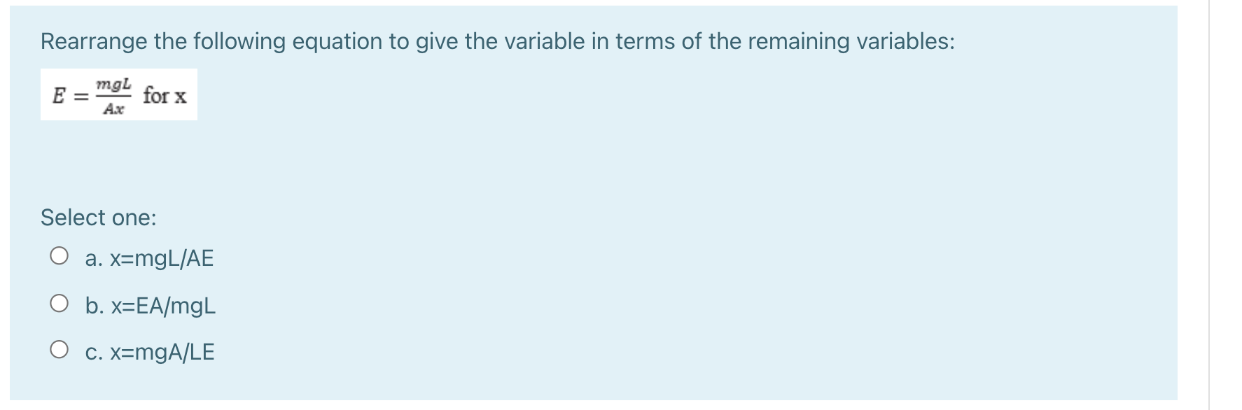 Solved Rearrange the following equation to give the variable | Chegg.com