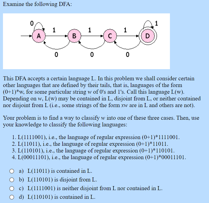 Solved Examine The Following Dfa 1 1 1 A B 0 0 0 This Df Chegg Com