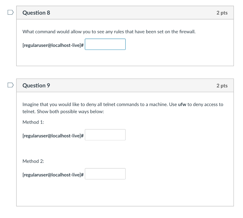 Solved What command would allow you to see any rules that | Chegg.com