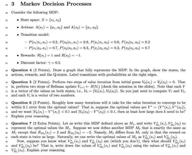 3 Markov Decision Processes 59 60 Consider the | Chegg.com