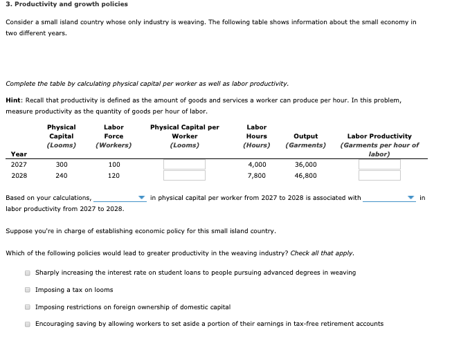 Solved 3. Productivity and growth policies Consider a small | Chegg.com