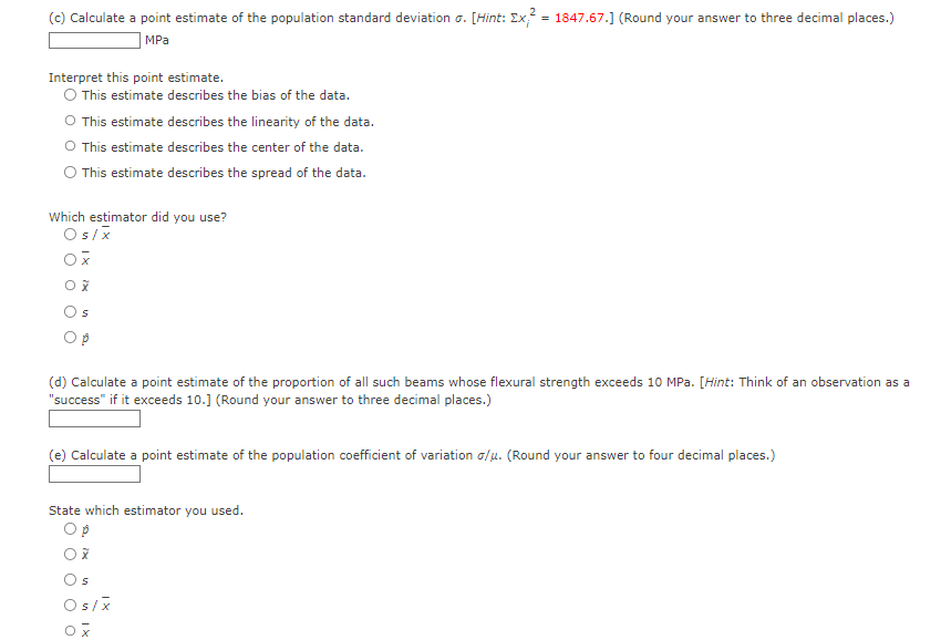 Solved (a) Calculate a point estimate of the mean value of | Chegg.com