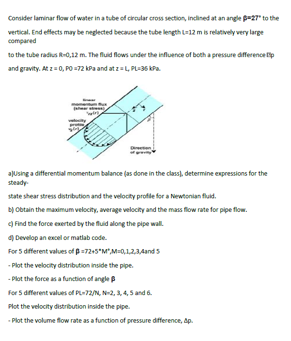 Solved Consider laminar flow of water in a tube of circular | Chegg.com