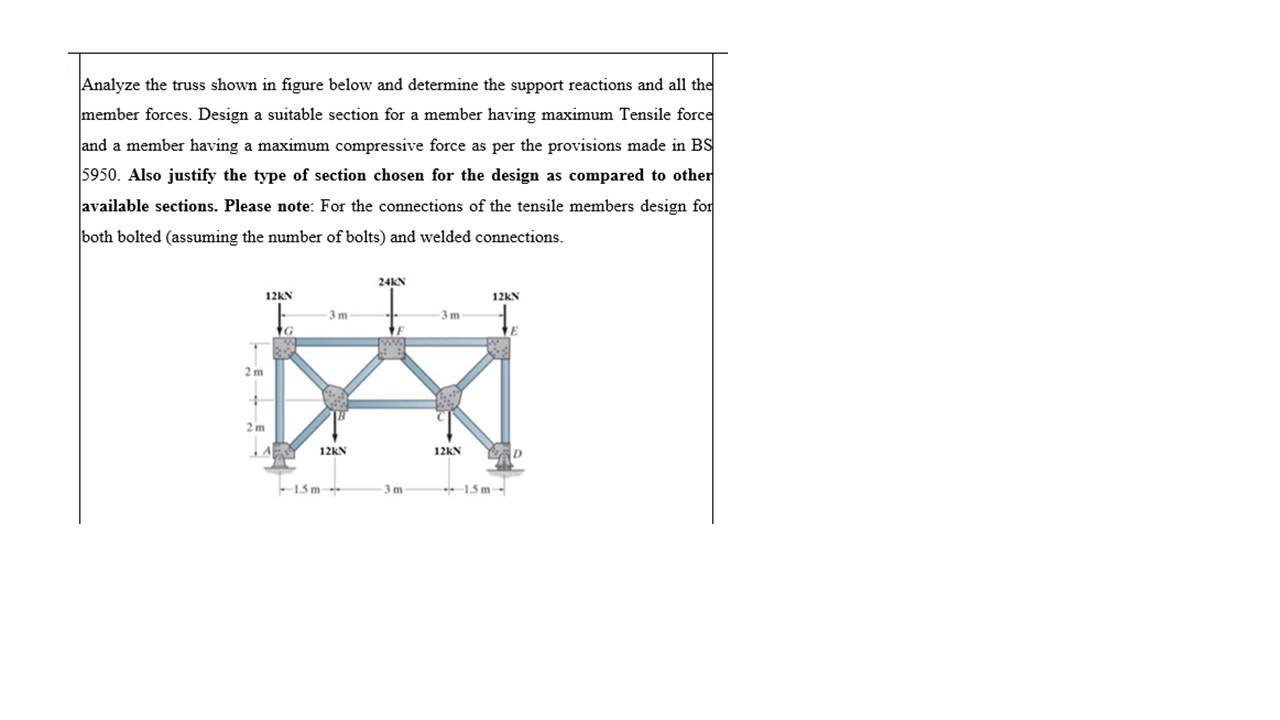 Solved Analyze the truss shown in figure below and determine | Chegg.com
