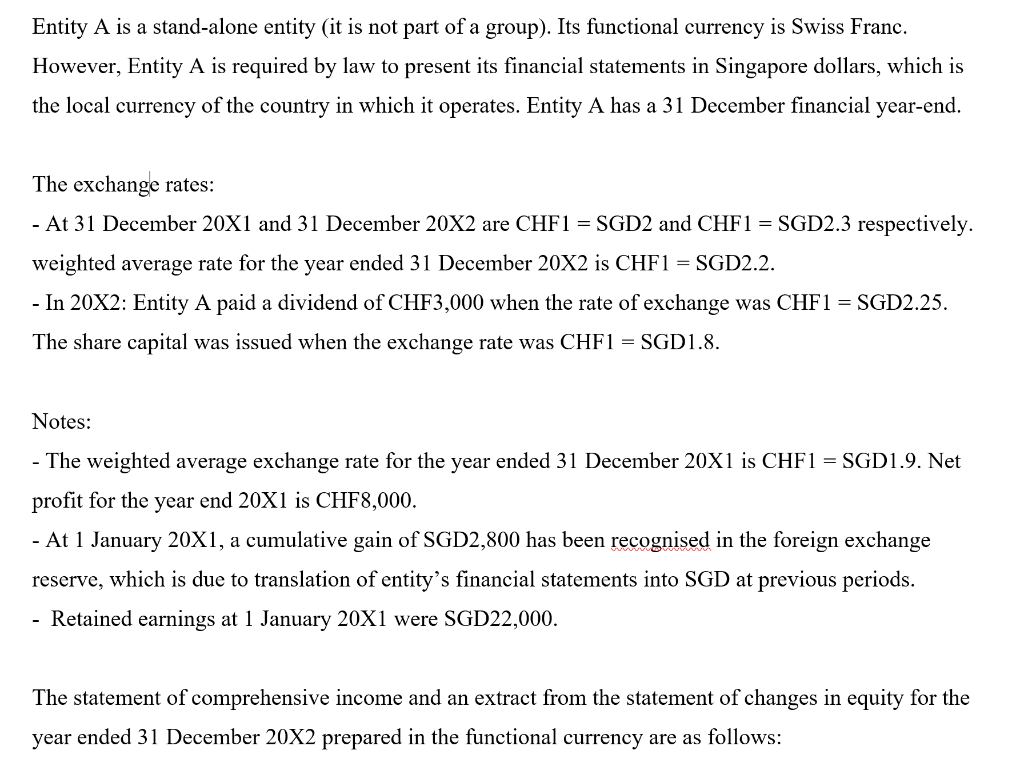 Solved Entity A is a standalone entity (it is not part of a